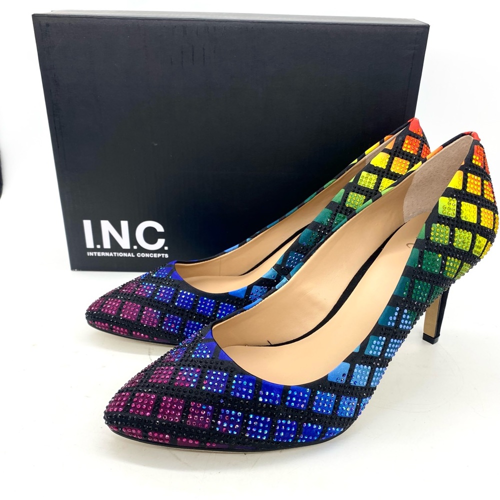 INC International Concepts Zitah Rainbow Rhinestone Heels New Size 9 Pumps